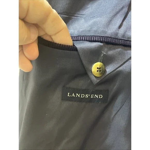 Lands End Royal Purple‎ 100% WOOL Corduroy Blazer Sport Coat Jacket Mens 41R